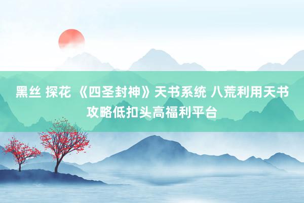 黑丝 探花 《四圣封神》天书系统 八荒利用天书攻略低扣头高福利平台